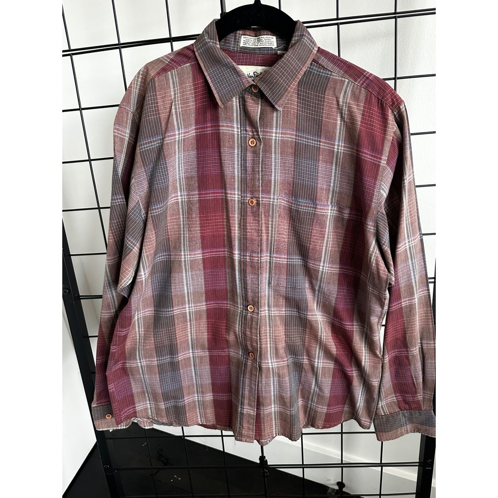 Diane‎ Von Furstenberg Plaid Button Down Shirt Women's Long Sleeve Casual Top